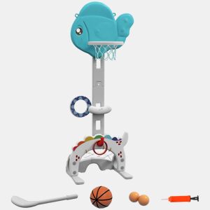 AIYAPLAY Cesta de Basquetebol Infantil 5 em 1 Cesta de Basquetebol para Crianças com Altura Ajustável com Tema Peixe Dourado Futebol Golf Jogo de Lançamento de Bola para Interior Multicolorido