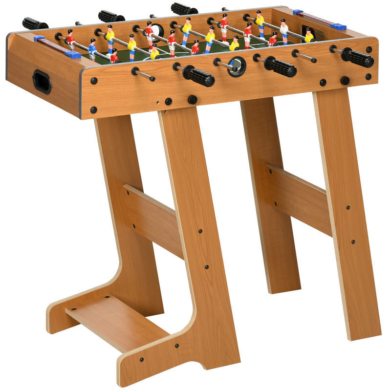 Homcom futbolín plegable para niños y adultos futbolín de madera 69x37x70 cm con 2 bolas 6 asas 2 marcadores de puntos 18 jugadores para familias fiestas juegos natural