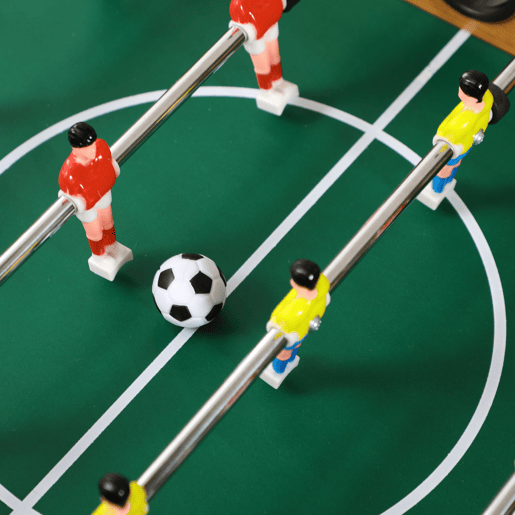 HOMCOM Mesa de Matraquilho para Crianças e Adultos Matraquilho 69x37x70cm com 2 Bolas 6 Hastes Metálicas 2 Placares de Pontos 18 Jogadores Pés Dobrável para Familias Festas Madeira
