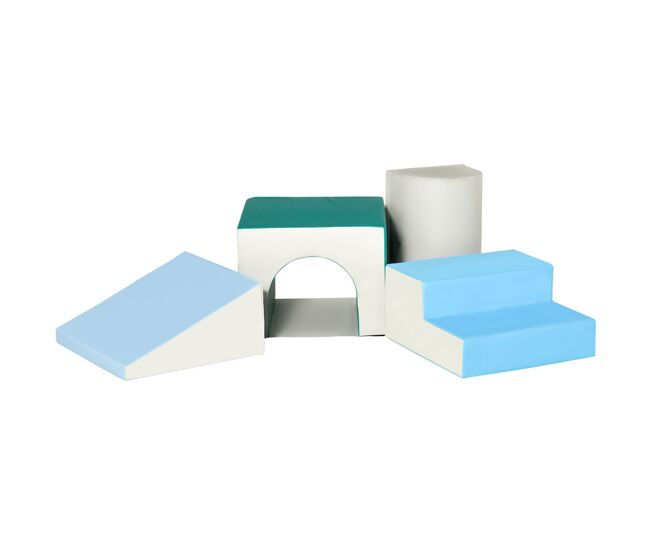 Homcom juego de 4 bloques de espuma para niños de 1-3 años figuras de construcción juguete para aprendizaje infantil bloques psicomotricidad tapizados