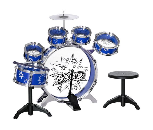 Aiyaplay batería infantil con taburete batería para niños de +3 años con tambores bombo platillo pedal y baquetas diseño con tema de estrellas