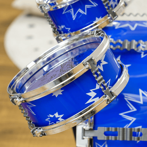 AIYAPLAY Bateria Infantil com Banco Bateria para Crianças acima de 3 Anos com Tambores Pedal e Baqueta Desenho com Tema de Estrelas 65x22x57 cm Azul