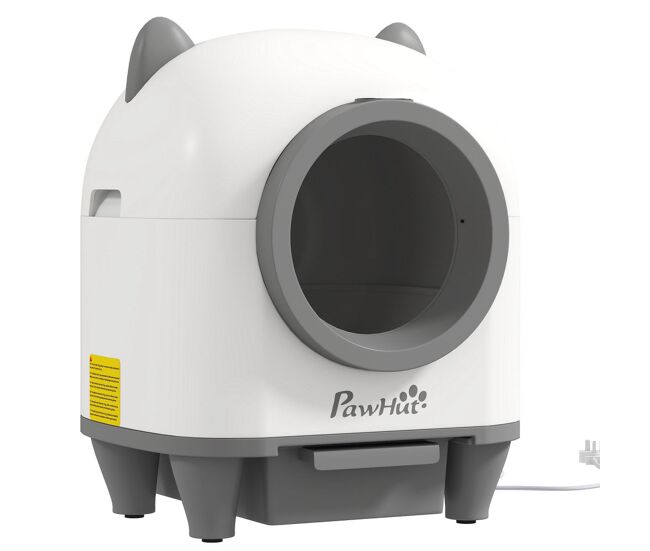 Pawhut arenero gatos autolimpiable 80l arenero autolimpiable eliminación de olores control de app protección de seguridad 1 rollo de bolsas de basura