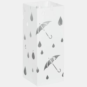 HOMOM Suporte para Guarda-Chuvas Branco com 4 Ganchos e Bandeja de Gotejamento Amovível Porta Guarda-Chuvas para Corredor Entrada 15,5x15,5x41 cm Branco