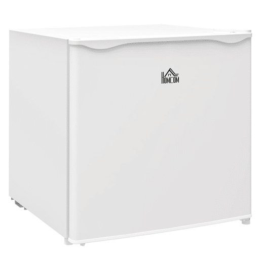 HOMCOM Mini Congelador Vertical 35 L Congelador Pequeno Silencioso com Porta Reversível Temperatura Ajustável e Prateleira Amovível para Casa Escritório 47x44,2x48,8 cm Branco