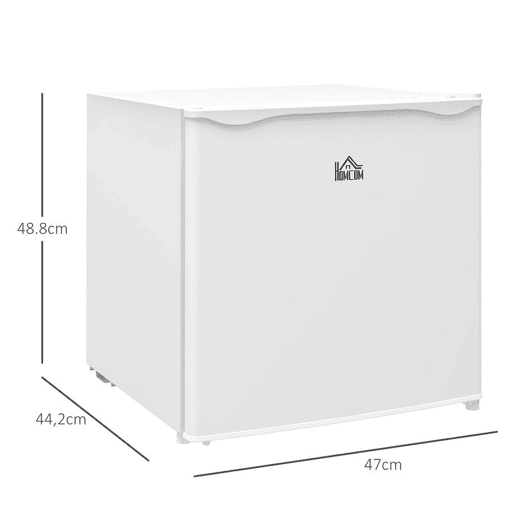 HOMCOM Mini Congelador Vertical 35 L Congelador Pequeno Silencioso com Porta Reversível Temperatura Ajustável e Prateleira Amovível para Casa Escritório 47x44,2x48,8 cm Branco