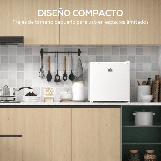 HOMCOM Mini Congelador Vertical 35 L Congelador Pequeno Silencioso com Porta Reversível Temperatura Ajustável e Prateleira Amovível para Casa Escritório 47x44,2x48,8 cm Branco