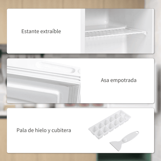 HOMCOM Mini Congelador Vertical 35 L Congelador Pequeno Silencioso com Porta Reversível Temperatura Ajustável e Prateleira Amovível para Casa Escritório 47x44,2x48,8 cm Branco
