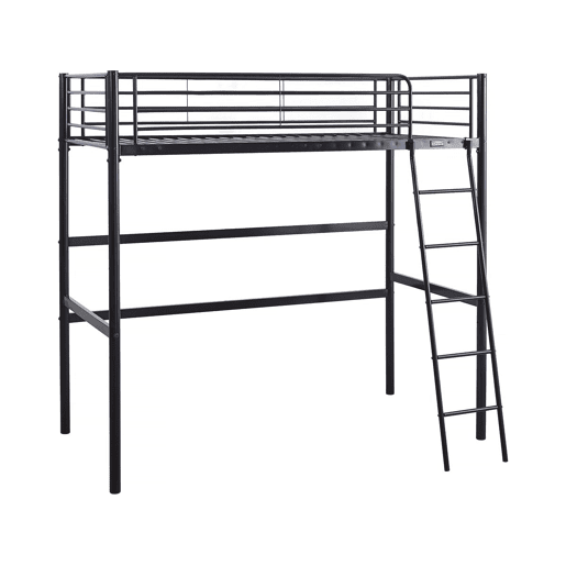Cama alta de metal Alora - 90 x 190 cm - Preto