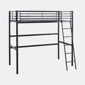 Cama alta de metal Alora - 90 x 190 cm - Preto