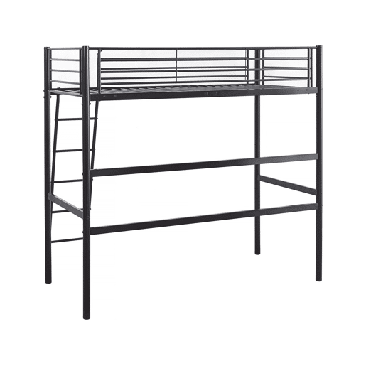 Cama alta de metal Alora - 90 x 190 cm - Preto