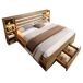 Cama de matrimonio de madera maciza y metal con 1 cajón 232x218 Cama de matrimonio de madera maciza y metal con 1 cajón 232x218 Natural