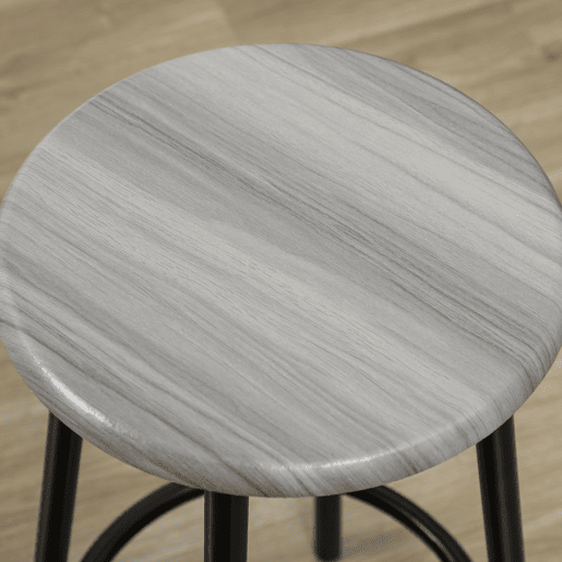 HOMCOM Conjunto de Móveis Altos Mesa e Cadeiras de Bar com 5 Peças Mesa de Refeição Industrial e 4 Bancos Redondos com Estrutura de Metal para Pub Sala de Jantar Cinzento e Preto