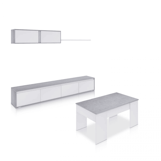 Pack salón Arlet Plus V2 Branco Artik (Branco mate) - Cinzento Cimento 200 x 43 x 41 cm