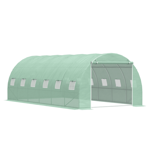 Outsunny Estufa Tipo Túnel 600x300x200 cm com Porta 12 Janelas Estufa de Jardim para Cultivo de Plantas e Verduras com Cobertura de PE 140g? Verde