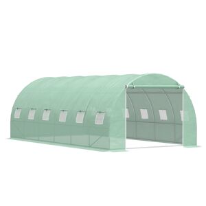 Outsunny Estufa Tipo Túnel 600x300x200 cm com Porta 12 Janelas Estufa de Jardim para Cultivo de Plantas e Verduras com Cobertura de PE 140g? Verde