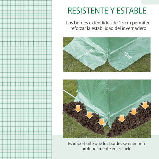 Outsunny Estufa Tipo Túnel 600x300x200 cm com Porta 12 Janelas Estufa de Jardim para Cultivo de Plantas e Verduras com Cobertura de PE 140g? Verde