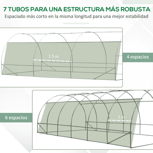 Outsunny Estufa Tipo Túnel 600x300x200 cm com Porta 12 Janelas Estufa de Jardim para Cultivo de Plantas e Verduras com Cobertura de PE 140g? Verde