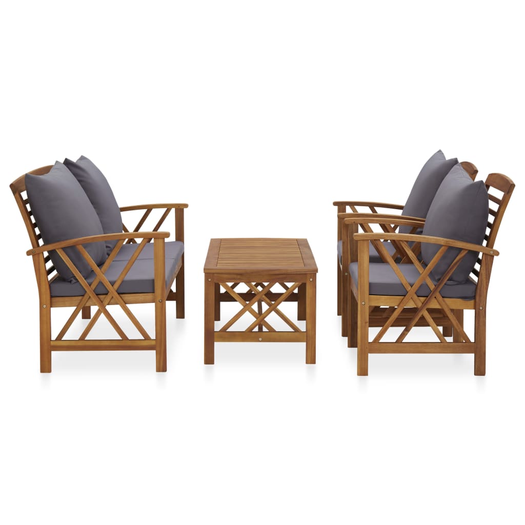 Muebles de jardín 4 piezas con cojines madera maciza de acacia