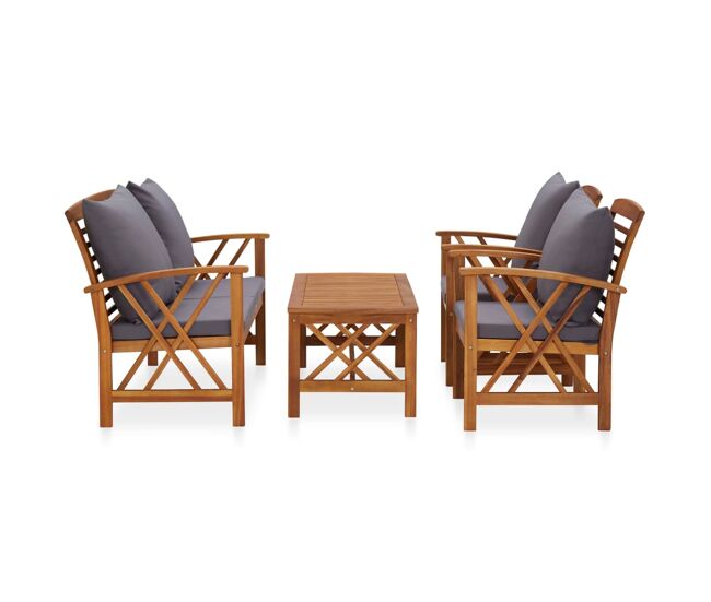 Muebles de jardín 4 piezas con cojines madera maciza de acacia