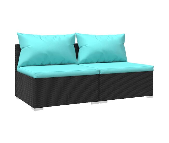 Set de muebles de jardín 2 pzas y cojines ratán sintético negro