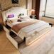 Cama de matrimonio de terciopelo con 4 cajónes 169x214 Cama de matrimonio de terciopelo con 4 cajónes 169x214 Beige