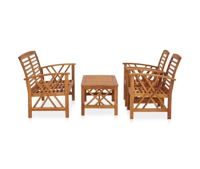 Juego de muebles de jardín 4 piezas madera maciza de acacia