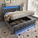 Cama de matrimonio de terciopelo con almacenaje 146x220 Cama de matrimonio de terciopelo con almacenaje 146x220 Beige