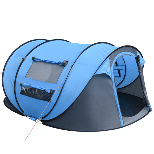 Outsunny Tenda de Campismo Pop-up para 2-3 Pessoas Tenda de Campismo Instantânea com Janelas Bolsos e Bolsa de Transporte Impermeável Anti-UV 263,5x220x123 cm Azul