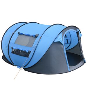 Outsunny Tenda de Campismo Pop-up para 2-3 Pessoas Tenda de Campismo Instantânea com Janelas Bolsos e Bolsa de Transporte Impermeável Anti-UV 263,5x220x123 cm Azul