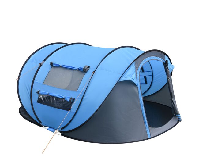 Outsunny tienda de campaña pop up para 3 personas tienda de camping instantánea con ventanas bolsillos y bolsa de transporte impermeable anti-uv 263,5x220x123 cm azul