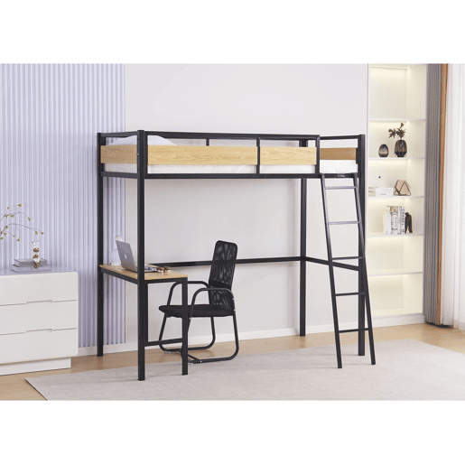 Cama mezanino Ethan com mesa - 90 x 190 cm - Preto