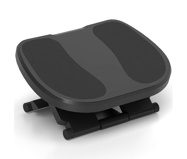 Homcom reposapiés de oficina reposapiés con altura y ángulo ajustable reposa pies con superficie de masaje y almohadillas antideslizantes para estudio hogar gris
