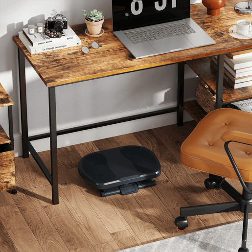 HOMCOM Apoio para os Pés com Superfície Texturizada Apoio para os Pés com Inclinação de 0-30° Massagem e Altura Ajustável em 3 Níveis para Escritório 45x34x10-16,5 cm Cinza