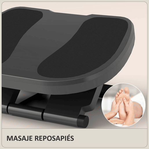 HOMCOM Apoio para os Pés com Superfície Texturizada Apoio para os Pés com Inclinação de 0-30° Massagem e Altura Ajustável em 3 Níveis para Escritório 45x34x10-16,5 cm Cinza