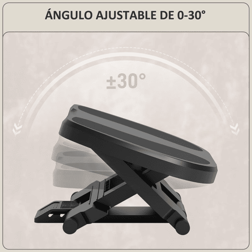HOMCOM Apoio para os Pés com Superfície Texturizada Apoio para os Pés com Inclinação de 0-30° Massagem e Altura Ajustável em 3 Níveis para Escritório 45x34x10-16,5 cm Cinza