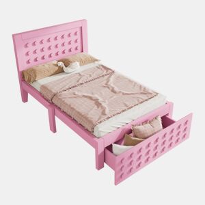 Cama de criança,cama de solteiro de madeira maciça 90x200cm com 1 gaveta,rosa