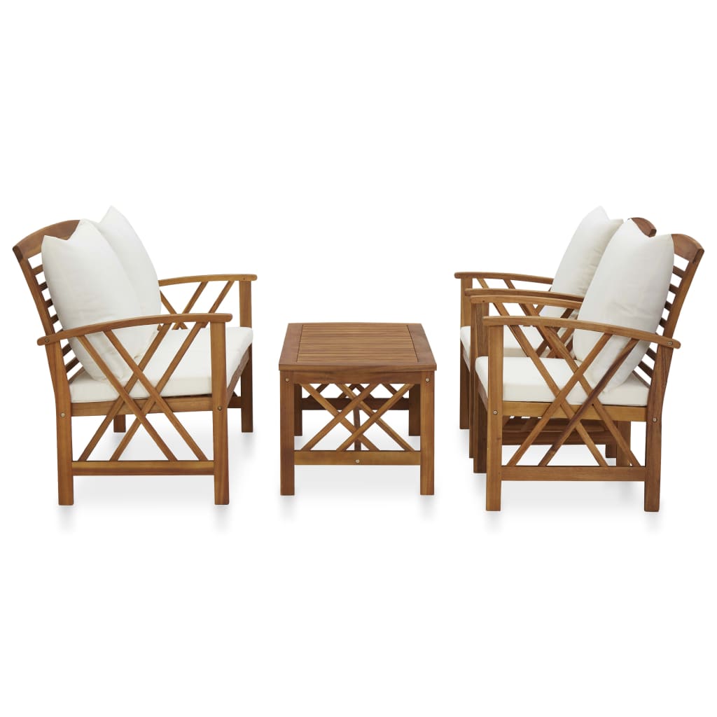 Muebles de jardín 4 piezas con cojines madera maciza de acacia