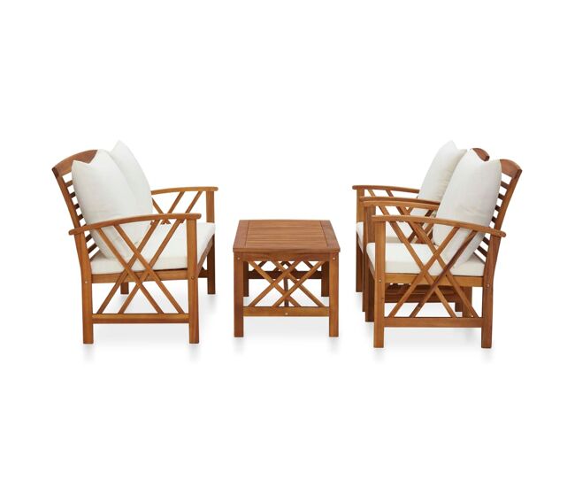 Muebles de jardín 4 piezas con cojines madera maciza de acacia