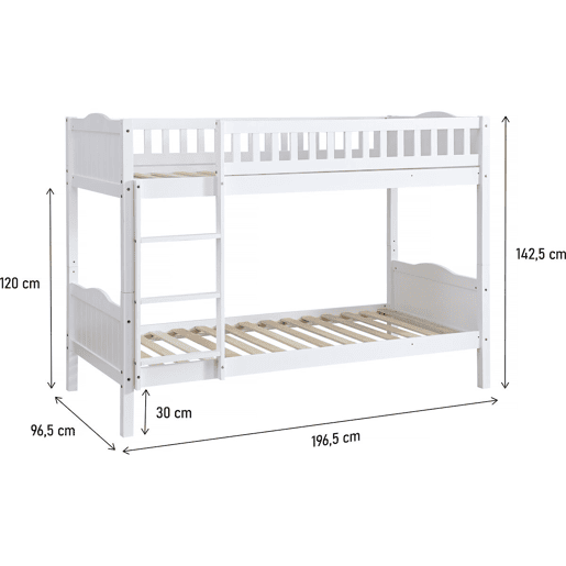 Beliche infantil Gabriel - Madeira - Branco - 90 x 190 cm
