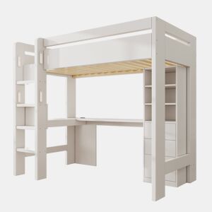 Cama alta para crianças,cama de solteiro de madeira maciça 90x200cm com 3 gavetas,branco