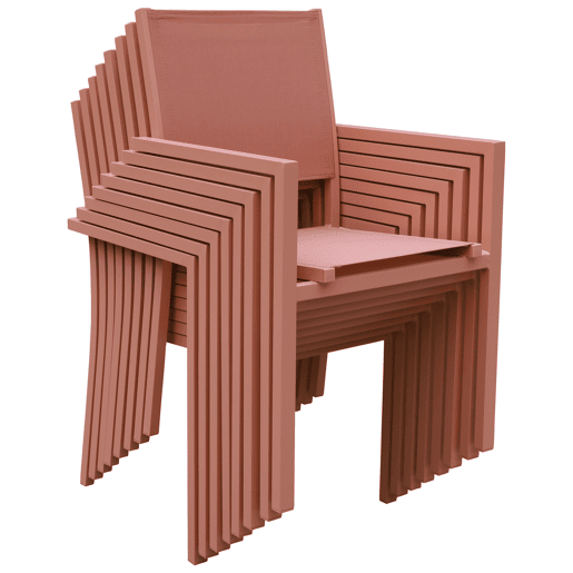 Conjunto de 4 cadeiras de alumínio em terracota - textilène terracotta