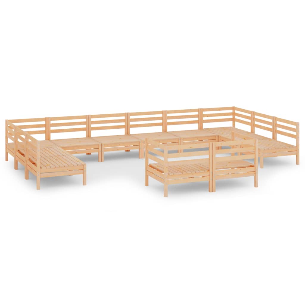 Juego de muebles de jardín 12 pzas madera de pino maciza