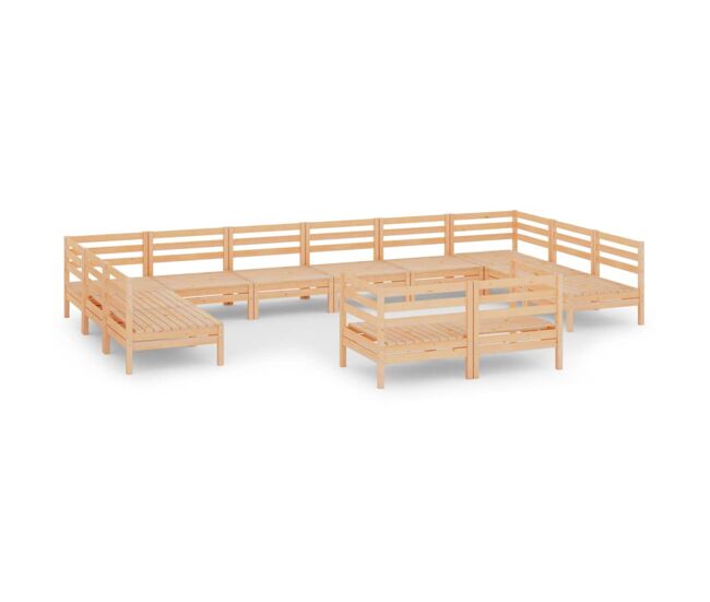 Juego de muebles de jardín 12 pzas madera de pino maciza