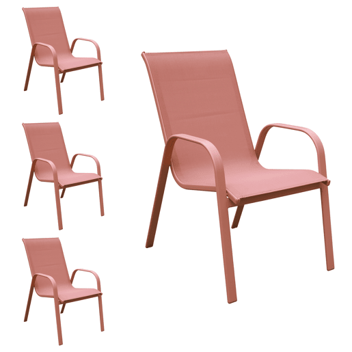 Conjunto de 4 cadeiras MARBELLA em textilene terracota - alumínio terracota