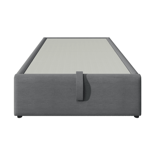 Cama de solteiro de algodão e linho 90x200cm com armazenamento,cinzento