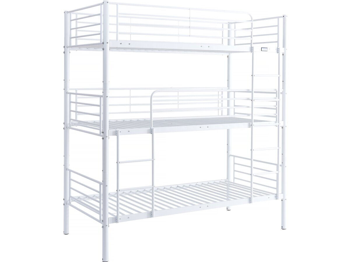 Litera metálica de 3 niveles «havin» - dimensiones: 200 x 97,5 x 215 cm - 3 plazas - blanco
