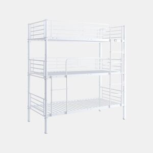 Beliche metálico de 3 níveis «Havin» - Dimensões: 200 x 97,5 x 215 cm - 3 lugares - Branco