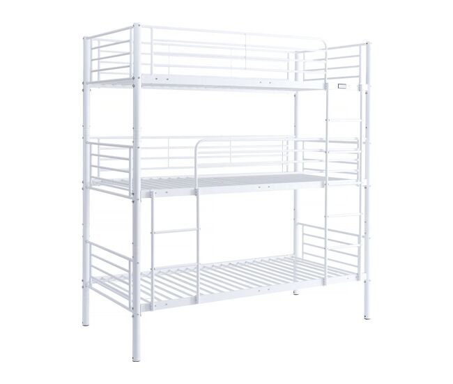 Litera metálica de 3 niveles «havin» - dimensiones: 200 x 97,5 x 215 cm - 3 plazas - blanco