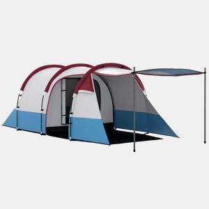 Outsunny Tenda de Campismo Familiar para 3 Pessoas Tenda de Campismo Dobrável Leve com 2 Divisões Bolsa de Transporte Impermeável 2000 mm para Praia e Caminhadas 420x200x150 cm Azul Claro e Vermelho